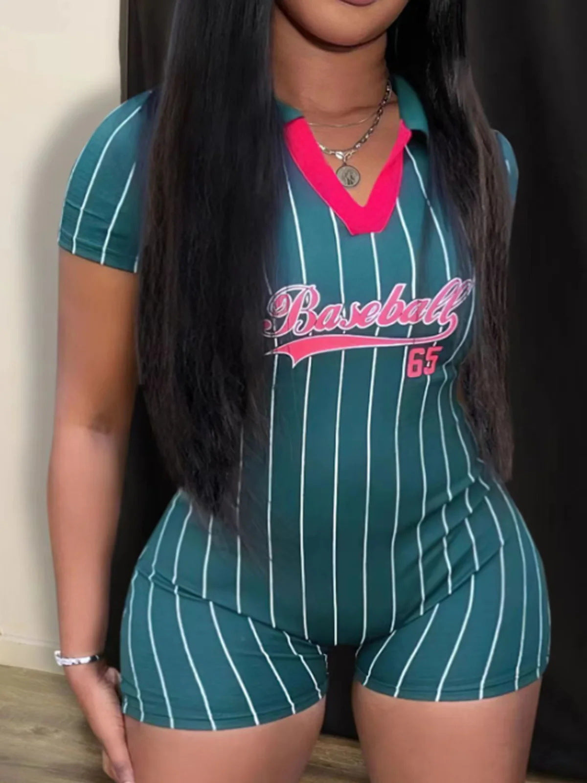 Women's Baseball Sports Tight Jumpsuit