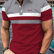 Men's Stripe Short Sleeve Button-Down Shirt – Casual Sports Summer Golf