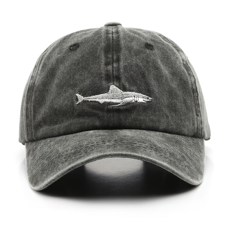 Unisex Adjustable Swimming Shark Baseball Cap with Animal Print