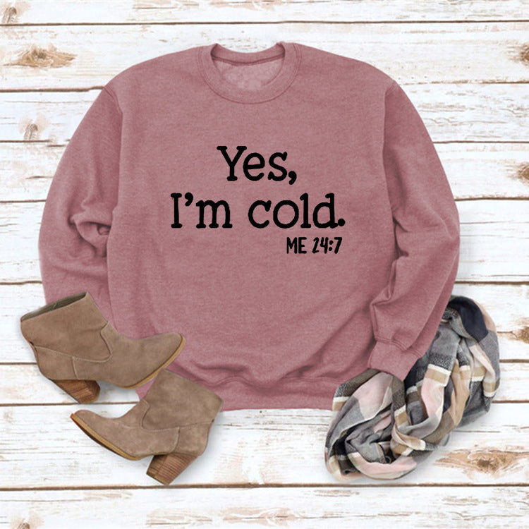 Letter Print Round Neck Long Sleeve Pullover Sweatshirt