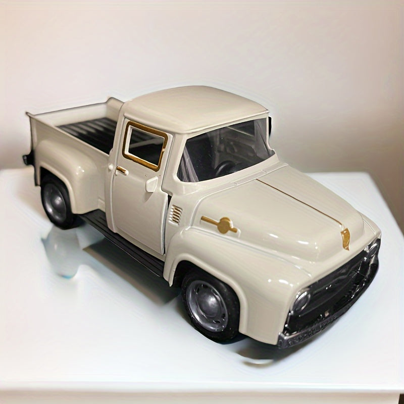 Vintage alloy metal pickup truck ornament for home or office decor
