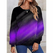 Gradient Sequin Long Sleeve Loose Sweatshirt for Women