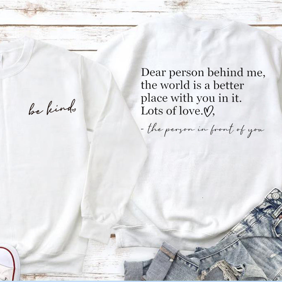 Be Kind Inspirational Teacher Loose Cotton Blend Pullover Sweater