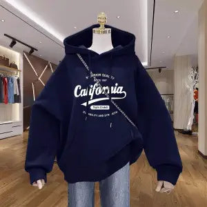 Cozy Navy Fleece Print Jacket: Warm & Stylish Outerwear