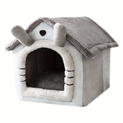All-Season Cozy Cat & Small Dog Bed House - Detachable Washable Soft Warm Winter Bed, Soft Cushioned Pet Cave Nest for /Outdoor Use, House-Shaped Kennel for Cats & Small Puppies,