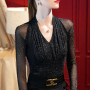 Chic V-Neck Long-Sleeve Ethnic Top for Women