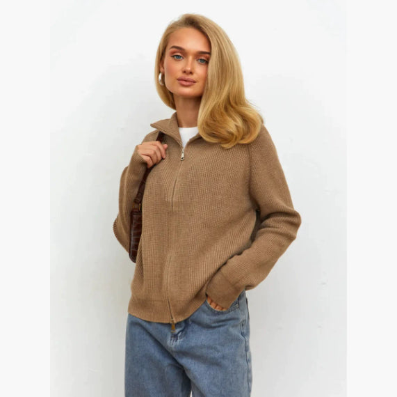 Europe And America New Stripe Casual Loose Knitwear Coat Women