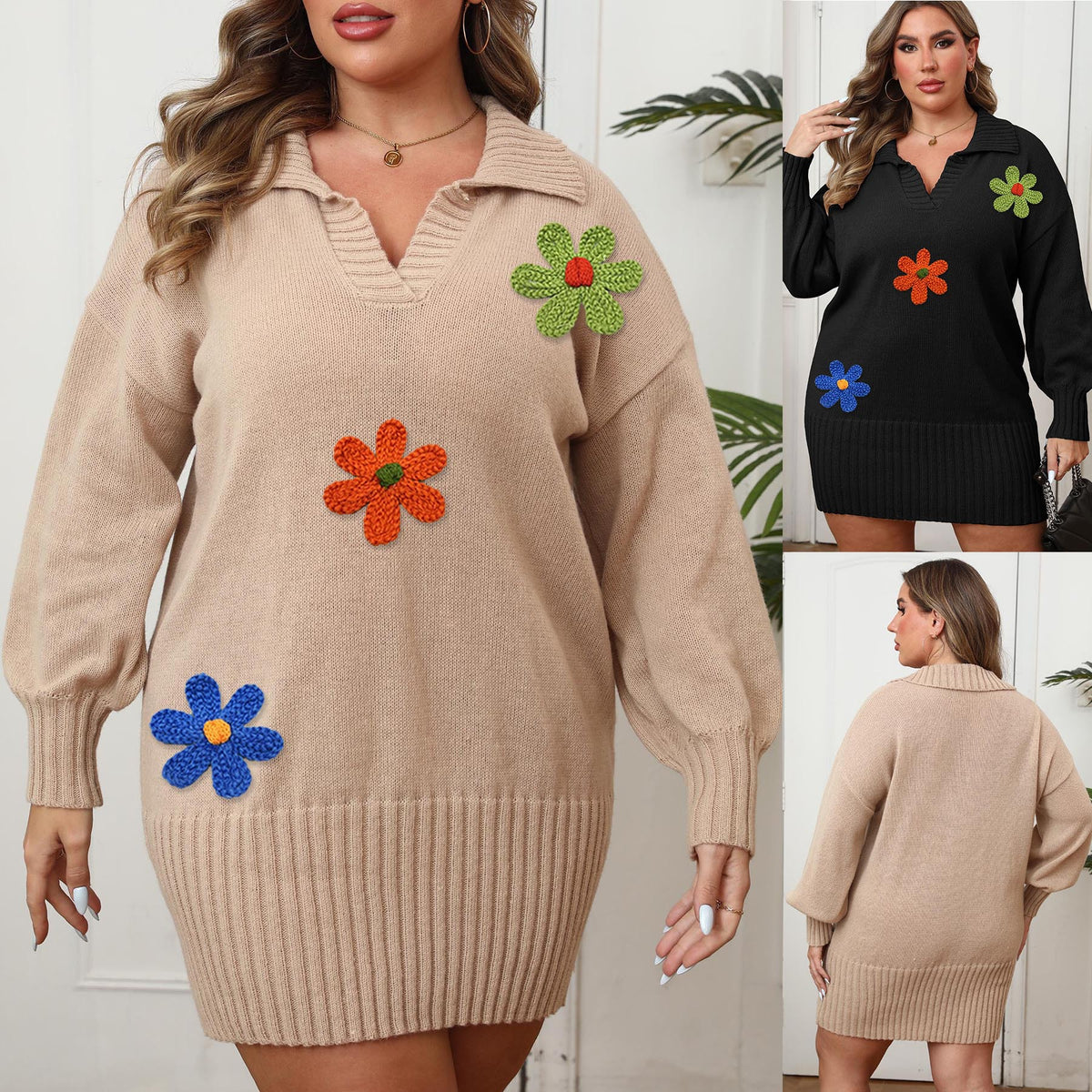 Autumnwinter Polo-neck Bodycon Knit Dress