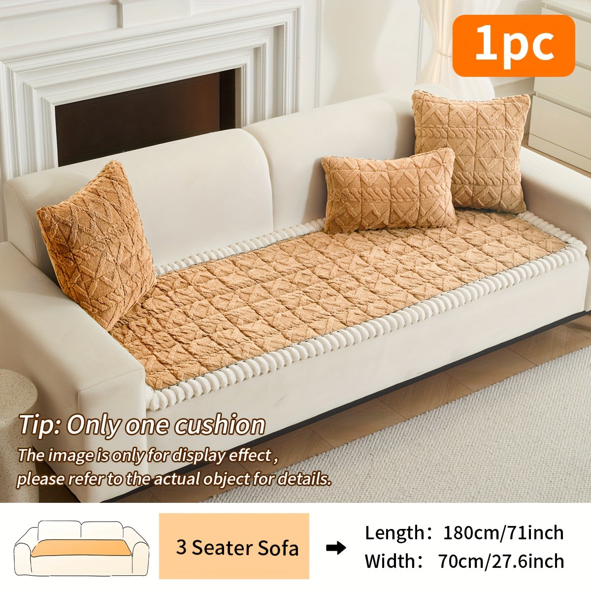 1pc Soft Quilted Sofa Cushion, Thickened Polyester Sofa Cover for Warmth in Autumn And Winter, Home Decoration Suitable for 2, 3, Or 4-Seater Sofas.