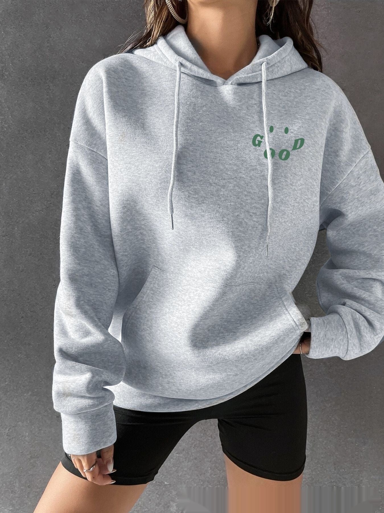 Cozy Oversized Letter Print Hoodie Streetwear