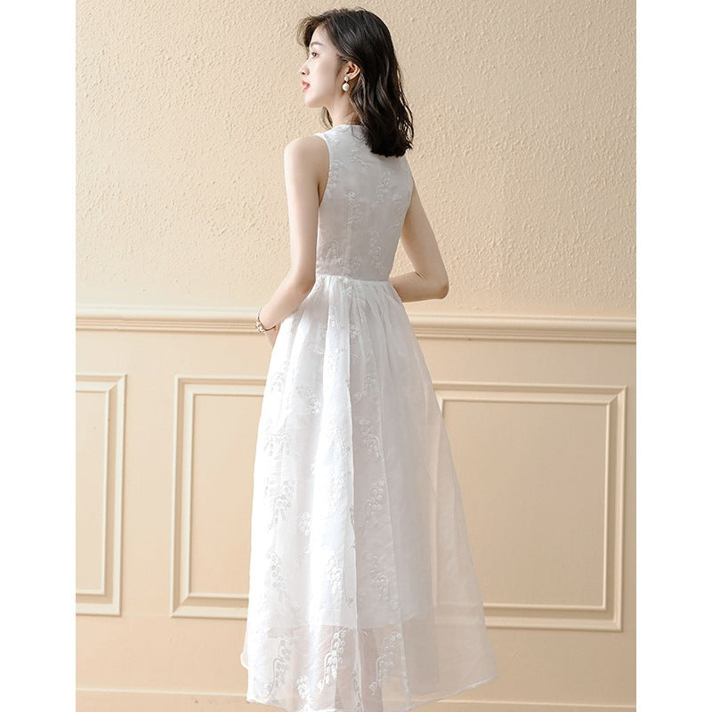 Women's Chiffon White Sleeveless Strap Dress