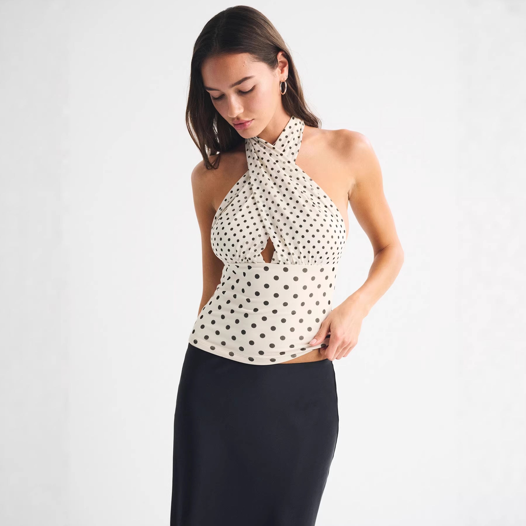 Sexy Retro Polka-Dot Halter Top for Women