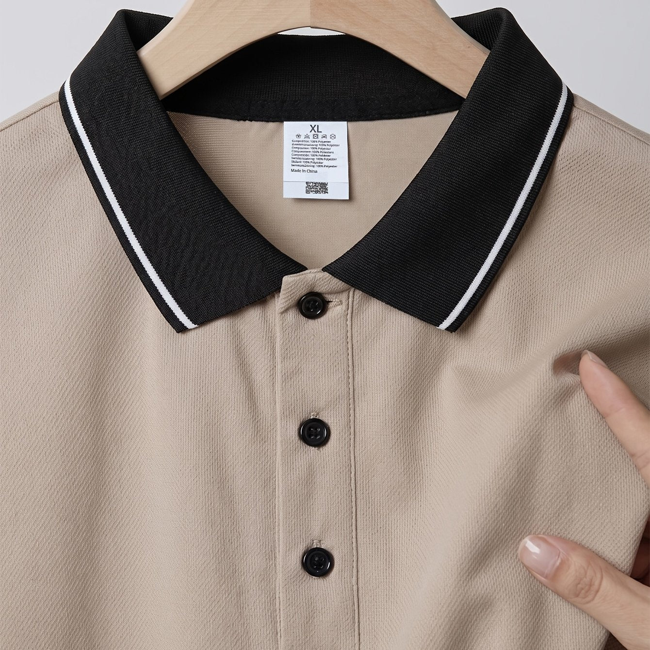 Men's Solid Color Polo Shirt with Breathable Fabric