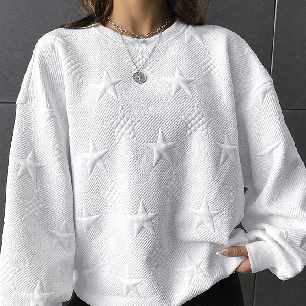 Geometric Casual Loose Round Neck Pullover for Women