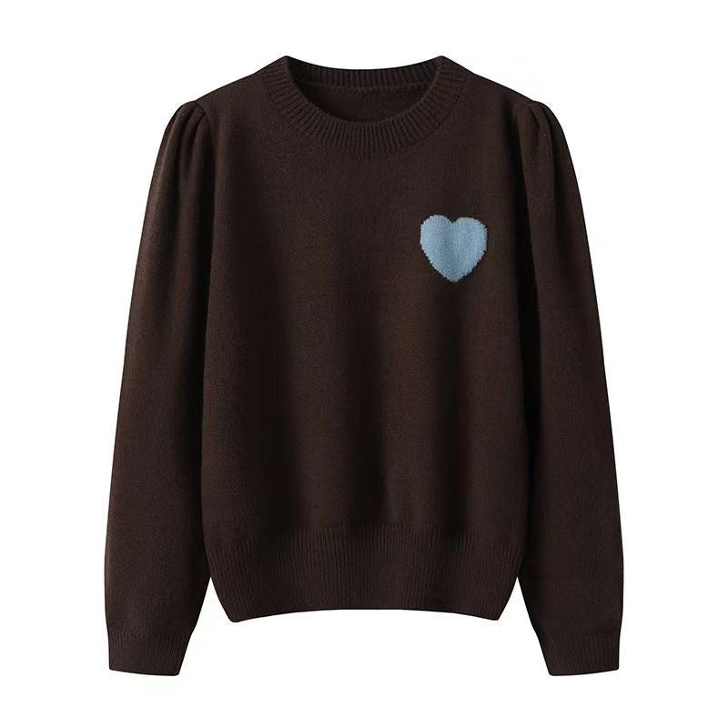 Korean Sweet Heart Embroidered Knit Sweater
