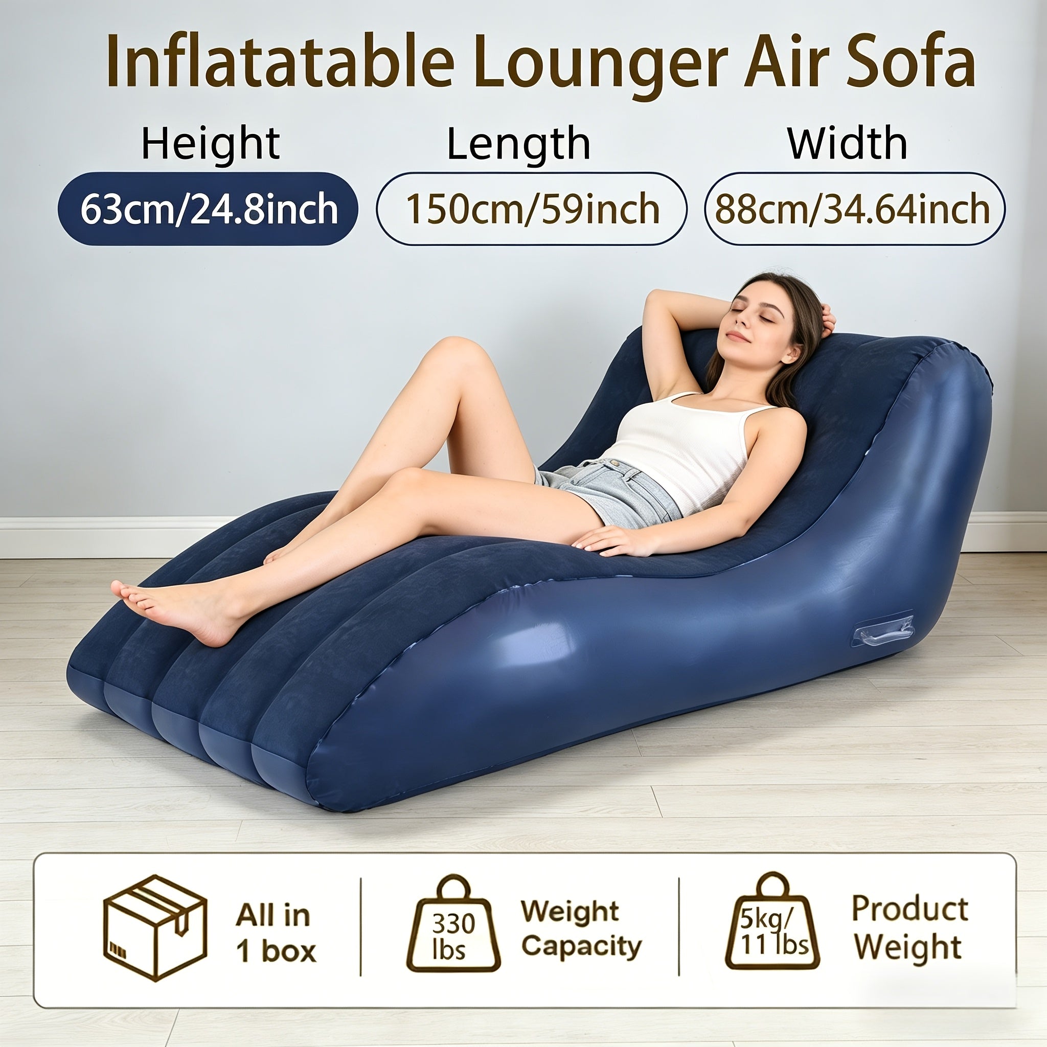 Portable Air Sofa Chair with Quick Inflation/Deflation, Lightweight Lazy Seating for Indoor and Outdoor Use