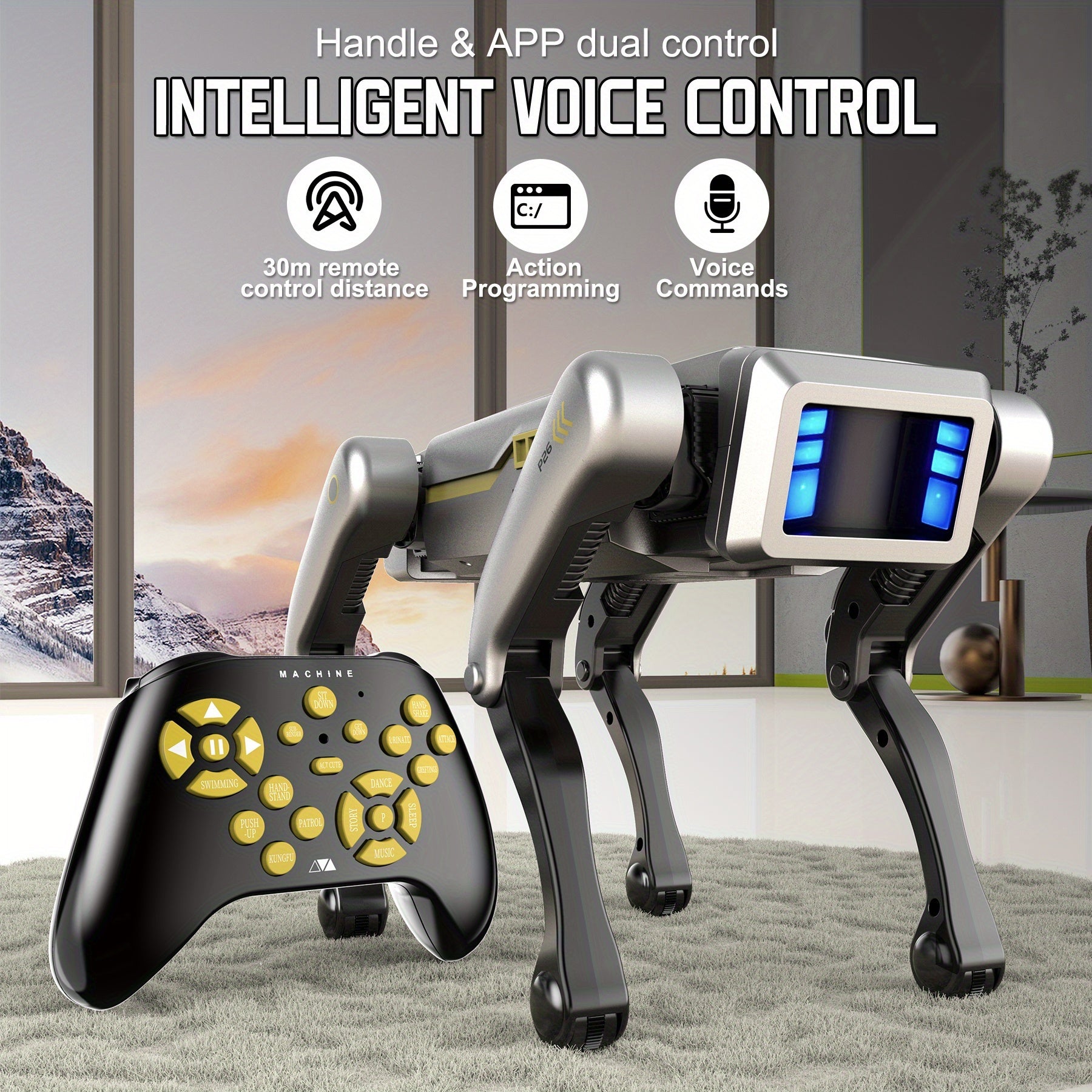 Intelligent Robot Dog Remote Control Toy with 2.4 GHz Range, AI Voice Control and Programmable Dance Actions (99 ft)