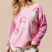 Festive Sequin Christmas Long-Sleeve Sweater
