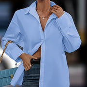 European And American Elegant Solid-color Long-sleeve Shirt
