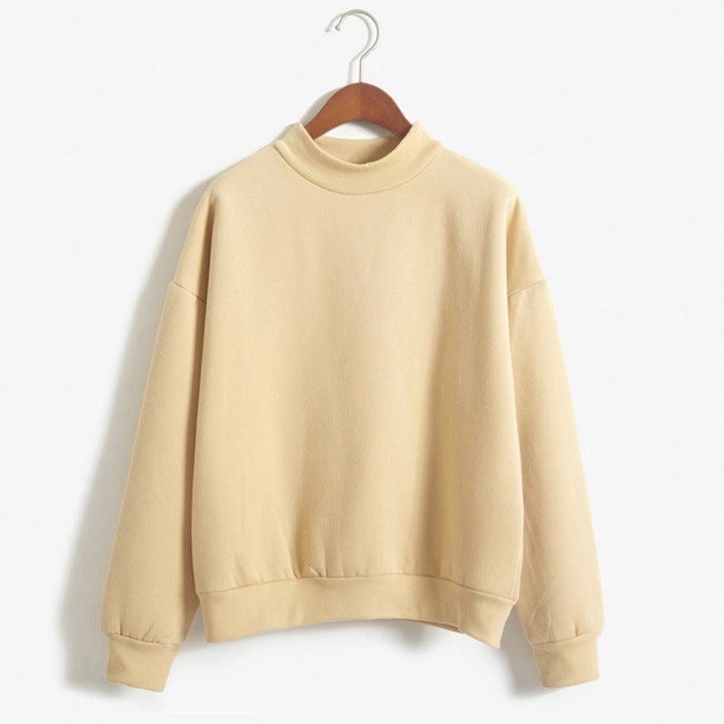Women's Cozy Plush Pullover Hoodie with Standing Collar