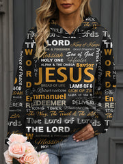 Letter Print Casual Kangaroo Pocket Hoodie