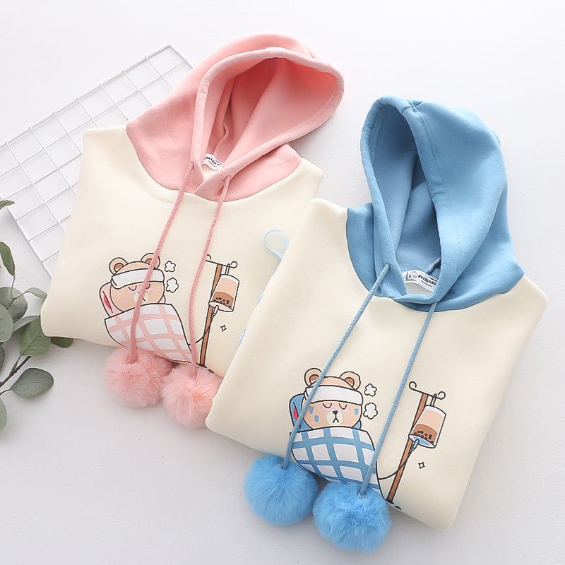 Cute Cartoon Fleece Thickened Hoodie Sweatshirt