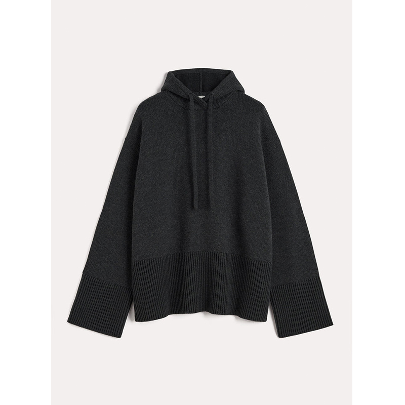 Hooded Knit Sweater for Women Loose-fitting Laid-back Style
