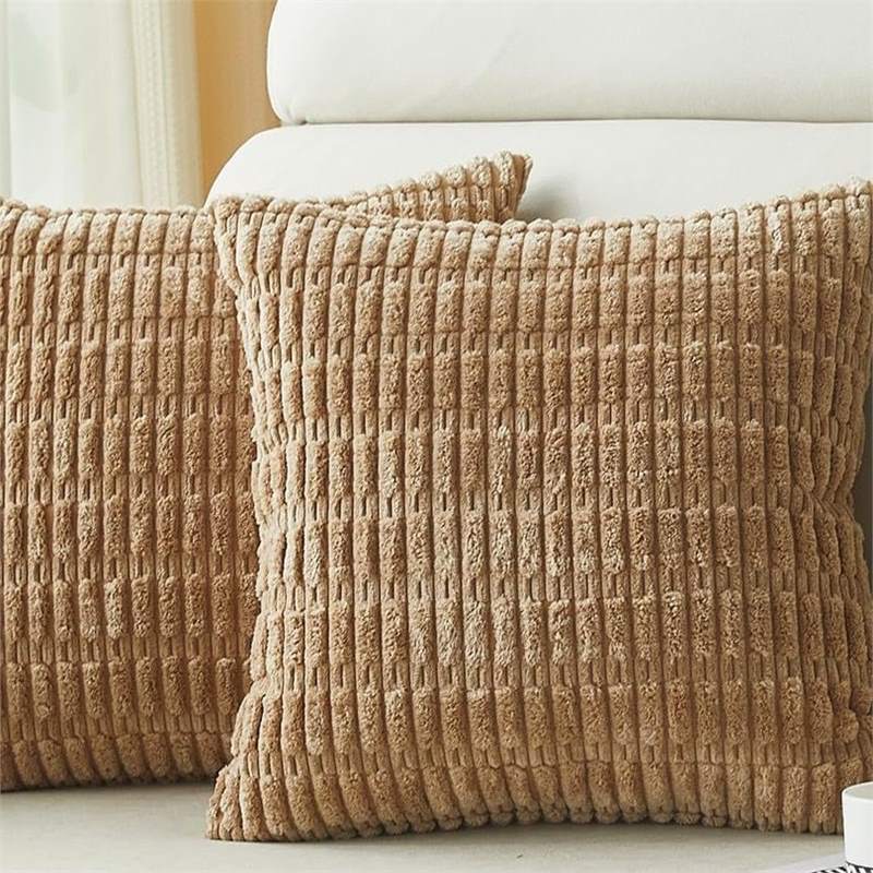 Modern Corduroy Sofa Cushion Cover - Wheat Grain Pattern