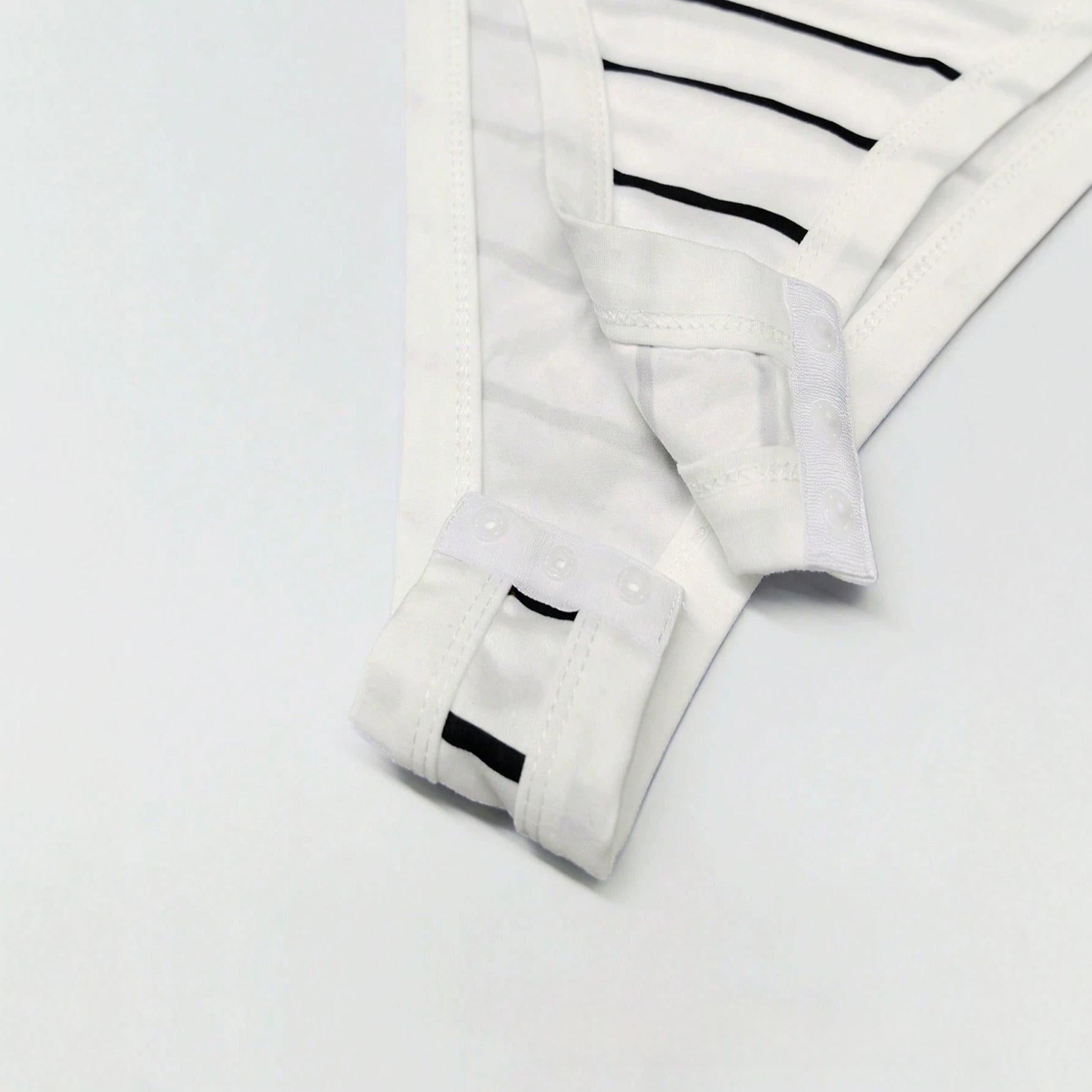 Black And White Striped Sleeveless Bodysuit