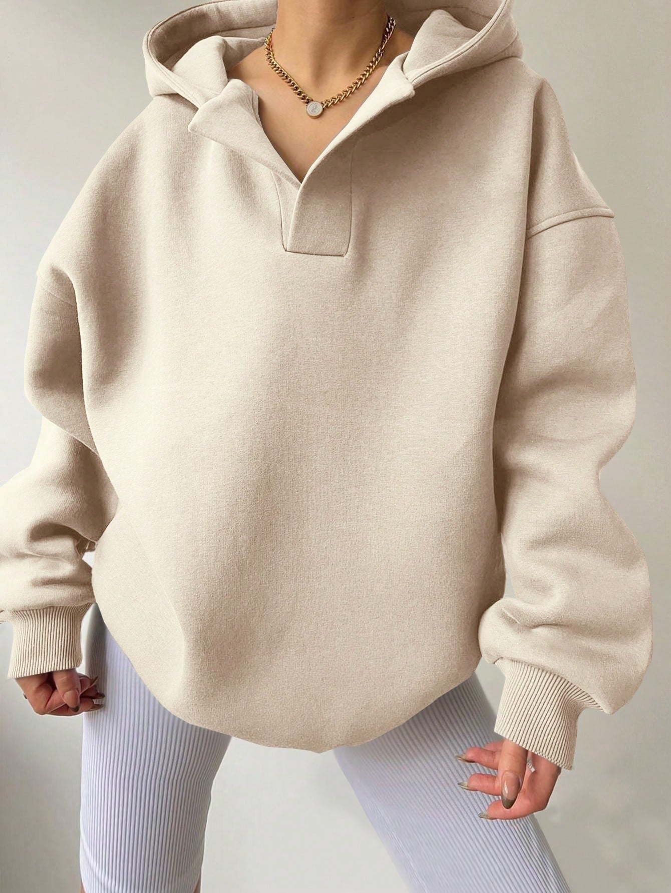 Cozy Solid Color Long Sleeve Loose Fit Hoodie Sweater
