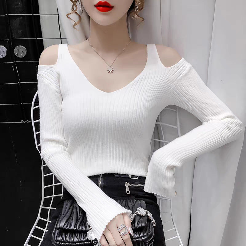 Slim-fit Elegant V-neck All-matching Western Style Bottoming Sweater