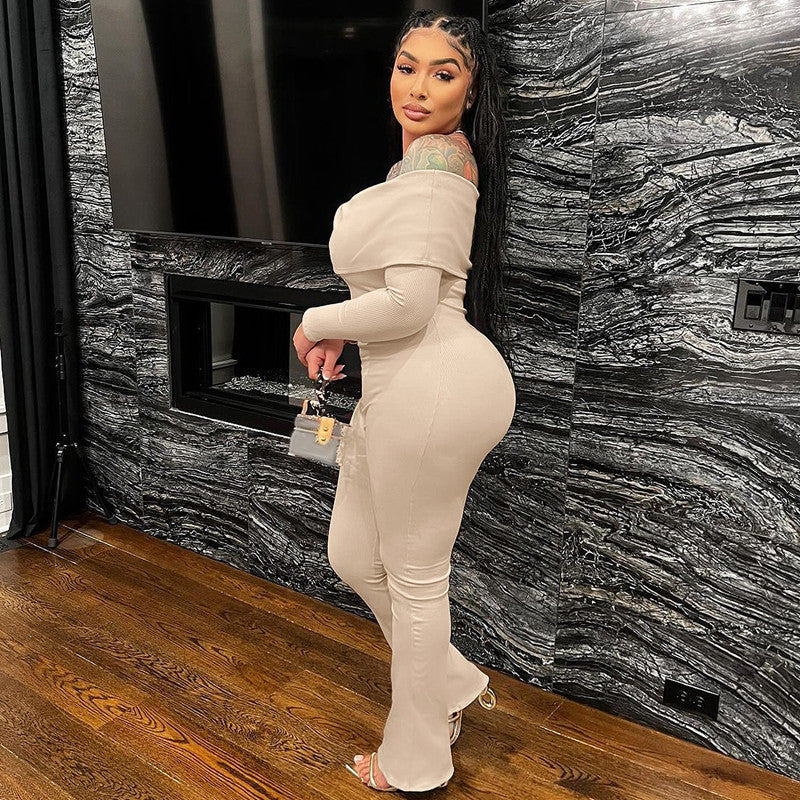 Women's Solid Color Slim Fit One-piece Trousers