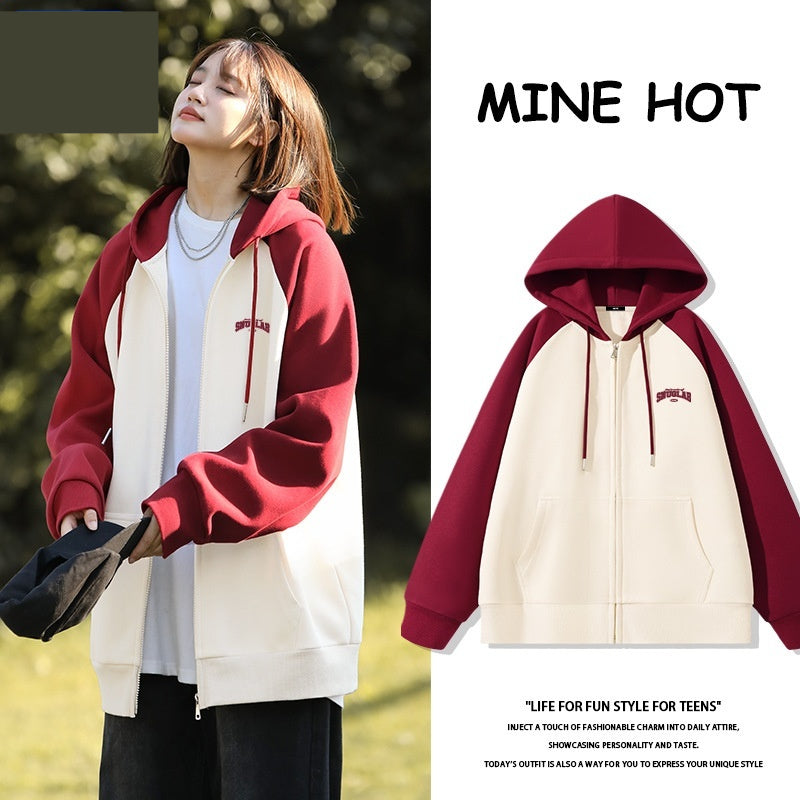 Cozy Fleece-Lined Colorblock Casual Women's Cardigan