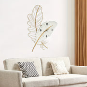 Large Wall Clock, Feather-shaped Wall Clock, Decorative Wall Clock
