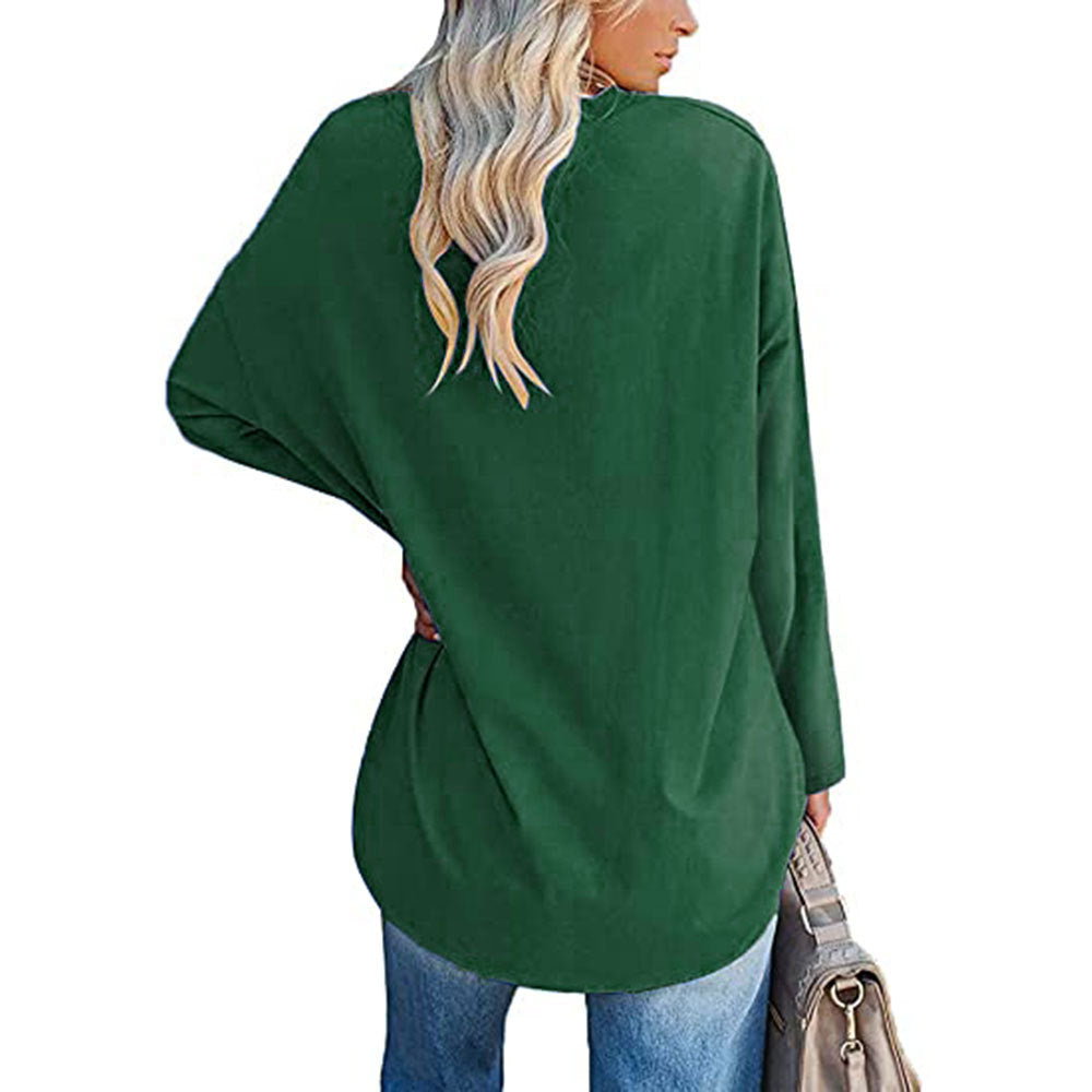 Oversized V-Neck Drop-Shoulder Casual Cotton T-Shirt