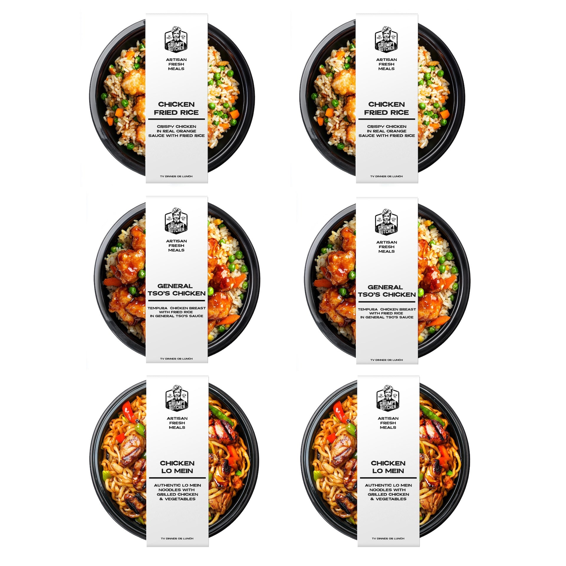 Asian Meals Set: Chicken Lo Mein, Fried Rice, and General Tso’s Chicken 6-Pack