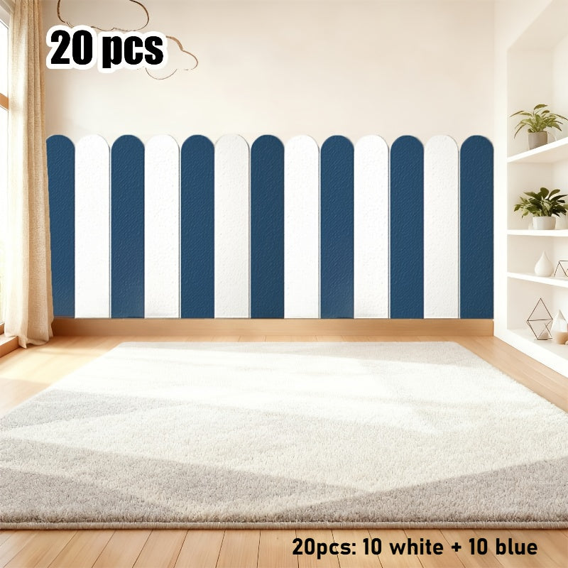 20-Pack 3D Foam Wall Panels – 23.6×5.9 in Thickened Self‑Adhesive Decorative Skirt, Multi‑Color