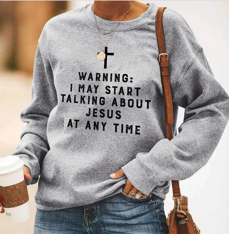 Chic Cross Pattern Long Sleeve Round Neck Sweater