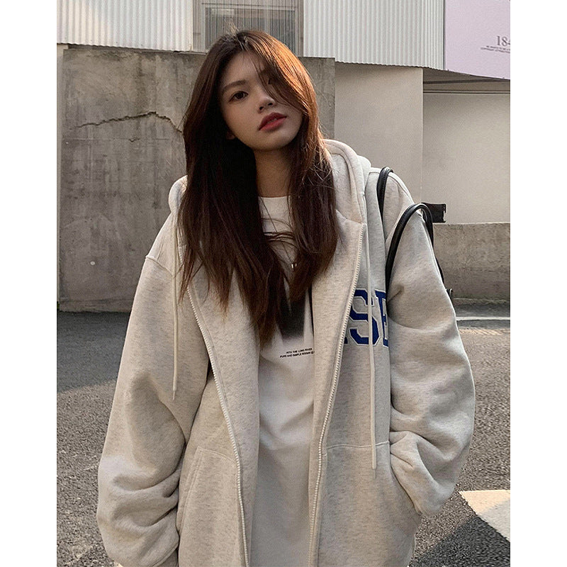 Plush Hooded Cardigan Sweater for Women