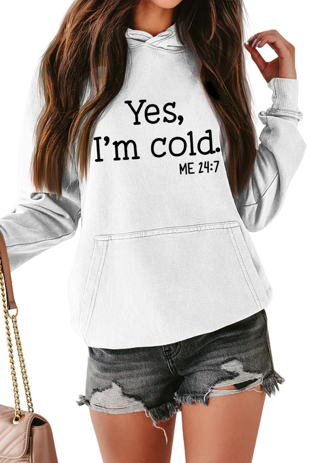Yes I'm Cold Casual Loose Hooded Sweatshirt