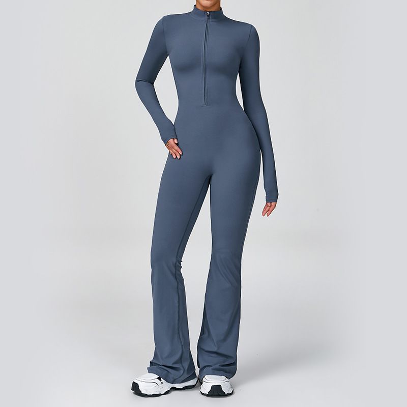 Men's Striped Fitness Zip-Up Yoga Jumpsuit