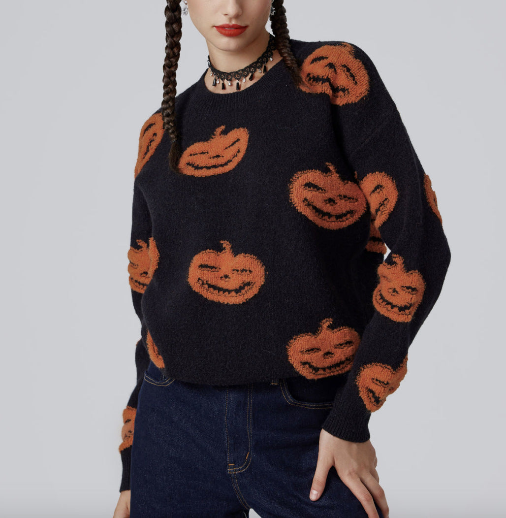 Women's Fashion Round Neck Pullover Halloween Sweater