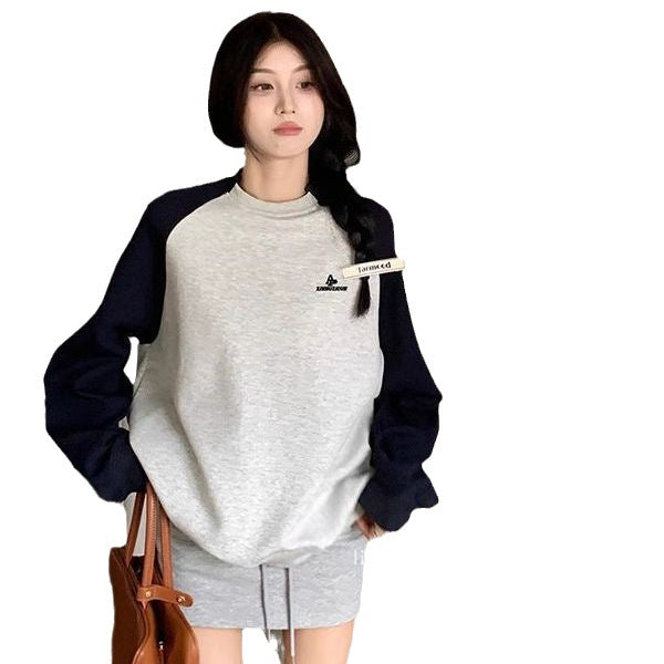 Women's Raglan Sleeve Sweater Autumn Korean Style LetterLong Sleeve Top