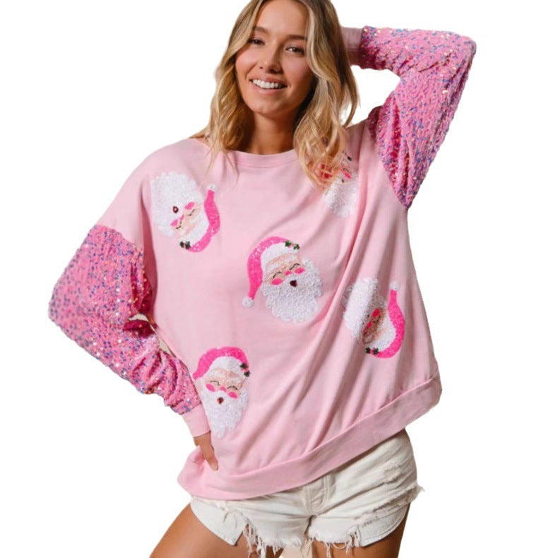 Festive Sequin Christmas Long-Sleeve Sweater