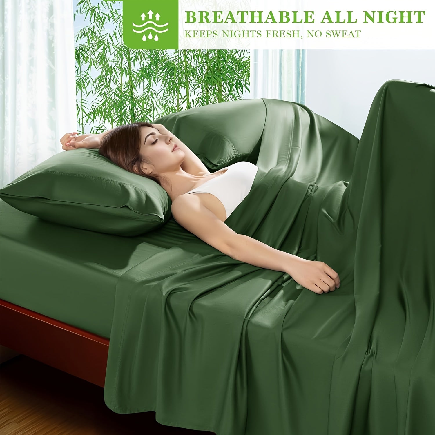 6pcs Bamboo Bed Sheet Set - 100% Viscose Derived From Bamboo - Ultra Soft & Luxuriously Cooling Bed Sheets - Deep Pocket Up to 16" - Hotel Silky Bedding Set - Perfect for Hot Sleepers, Bamboo Bed Shee