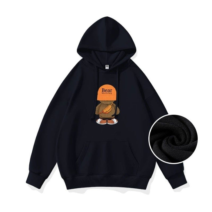 Cozy Cartoon Pocket Long Sleeve Pullover Women's Sweater