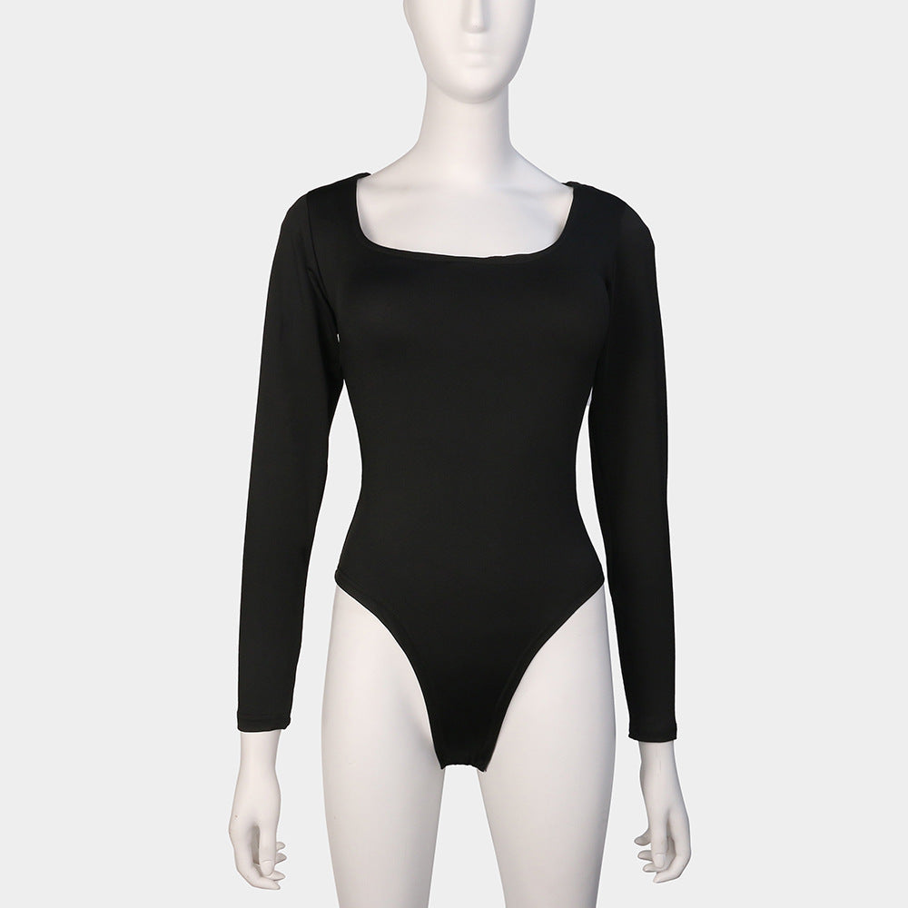 Women's Slim Fit U-Collar Polyester Jumpsuit
