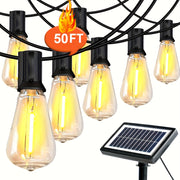 Solar Lights Outdoor Waterproof, 100ft/50ft LED String Lights With Shatterproof ST38 Dimmable Globe Bulb, Strong-Weak-Flash-Breath 4 Modes, Solar Outdoor Lights For Yard, Pool, Camping, Decor Tents...
