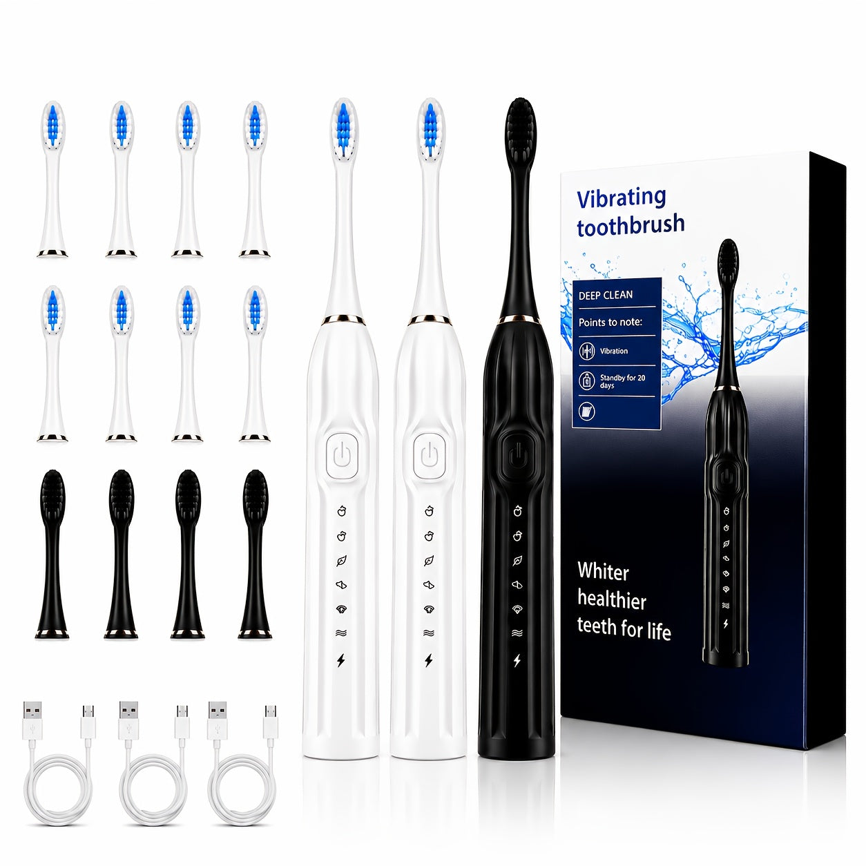 18-Piece IPX7 Sonic Electric Toothbrush Set with 6 Modes
