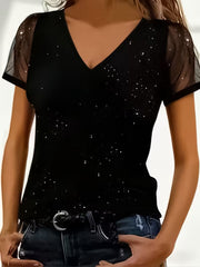 Loose V‑Neck Short‑Sleeve Tee – Comfortable Casual Fit